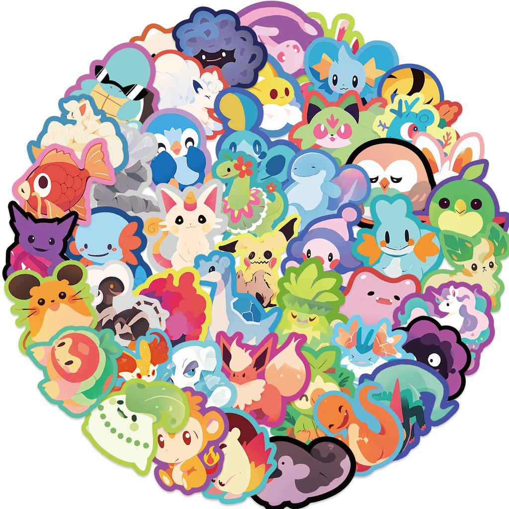 50pcs Pocket Monster Cartoon Graffiti Sticker DIY Suitcase Skateboard Refrigerator Notebook Waterproof Sticker