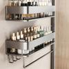 Wall-Mounted Bathroom Storage Rack Punch Free Aluminum Alloy Bathroom Shelf with Hook and Rod Ventilated Bathroom Organizer