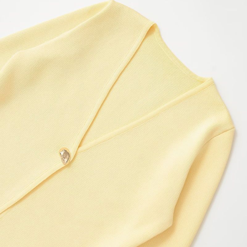 Kaslead New Women clothes Western Style Fashion Simple V-neck Long sleeve Knitted Outerwear 4192005 712