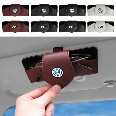 T28Car Glasses Case Sun Visor Glasses-Holder Sunglasses Clip Card Ticket Holder Storage Bag Valve Cap For MK6 Rline GTI