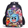 Zaino Scuola per Bambini, Testa Grande Gatto Blu Forrest Gump Scuola di Animazione, Tessuto Oxford Nero Resistente allo Sporco Grande Capacità.
