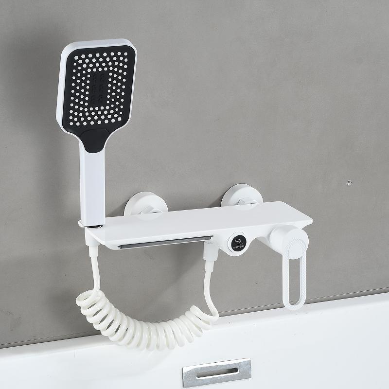 Tuqiu Black Bathtub Shower Set Hot Cold Gray Bathroom Shower Faucet Chrome Bathroom Foldable Shower Faucet set Brass