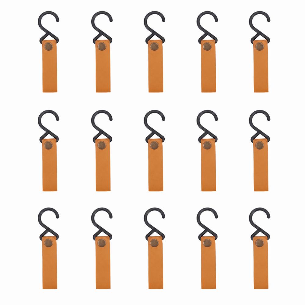 15Pcs Portable Outdoor Hook PU Leather Picnic Hook Durable Camping Hook  Outdoor Camping жёлтый