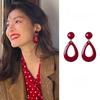 Zhong ***** retro red water drop earrings, stud earrings, Hong Kong style temperament exaggerated atmosphere French elegant earrings