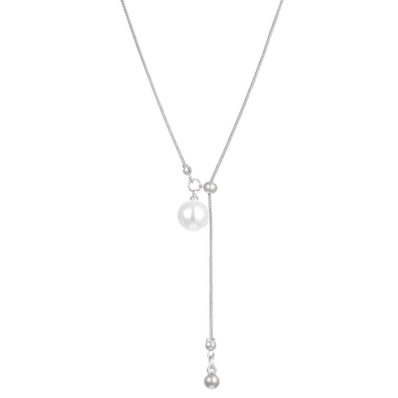 

Stylish Slide Closure Necklace Featuring Tigers Eye Stone Pearls Accents And Sturdy Alloy Chain Design