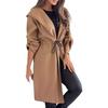 Wintermantel für Damen, Kordelzug, schmale Taille, Kapuze, dick, einfarbig, mittellang, warm halten, lange Ärmel mit Manschettenknöpfen, Pendler-Reisemantel