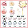 29 PCS Flower Cake Toppers Butterfly Cake Decorations with Artificial Pink and Purple Flowers for Women Birthday Wedding Party