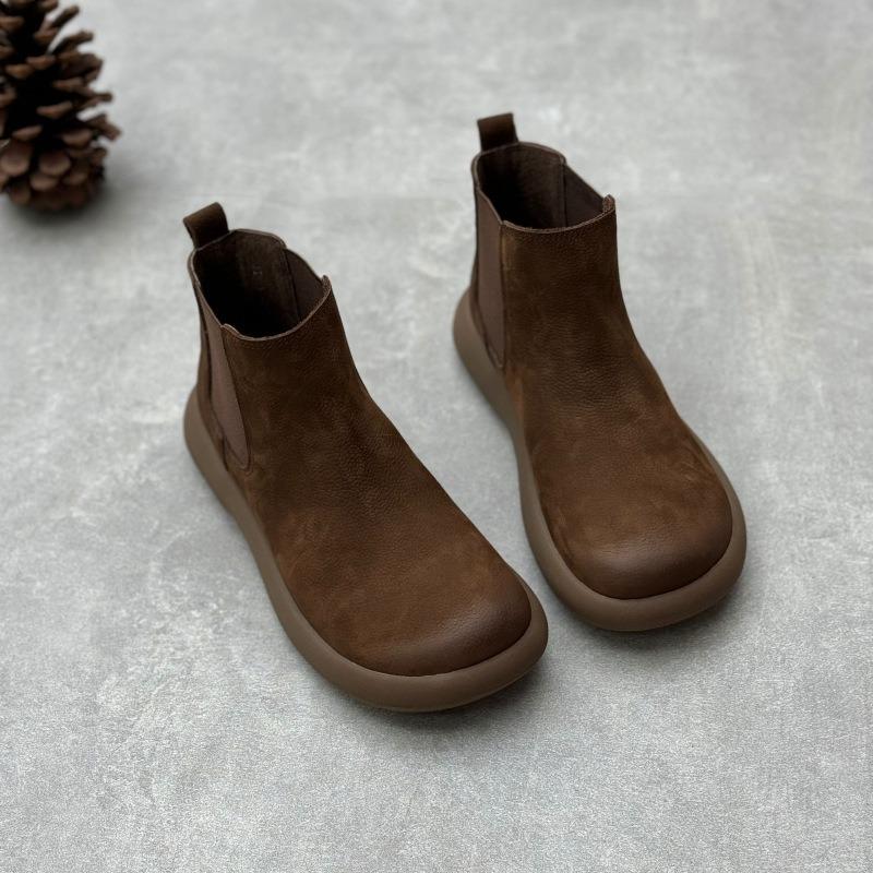 Women's Boots Female Mother Genuine Leather Shoes Platform Ankle Boots Chelsea Boots Autumn Winter Warm Plush Fur Ladies Shoes