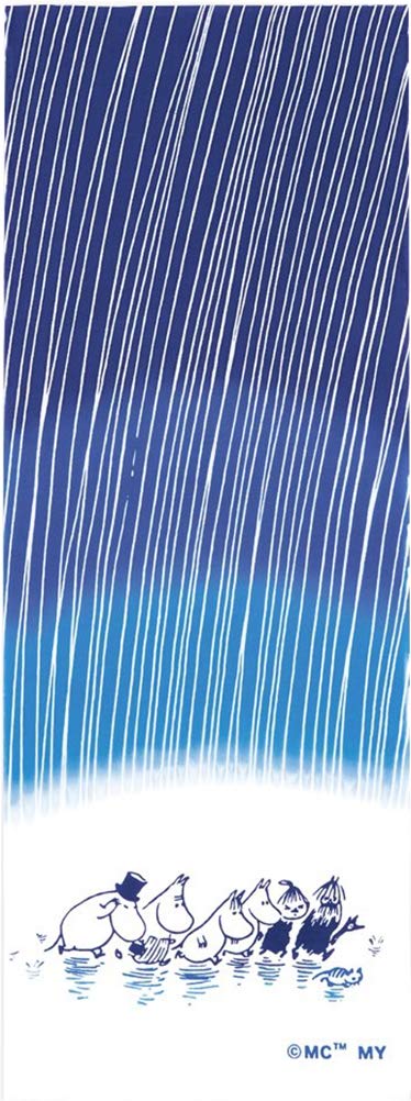 Tenugui Hand 33 x 51013 Miyamoto-Towel Japanese-made Chū-dyed (Tenugui Towel), 90cm, Moomin, Rain,