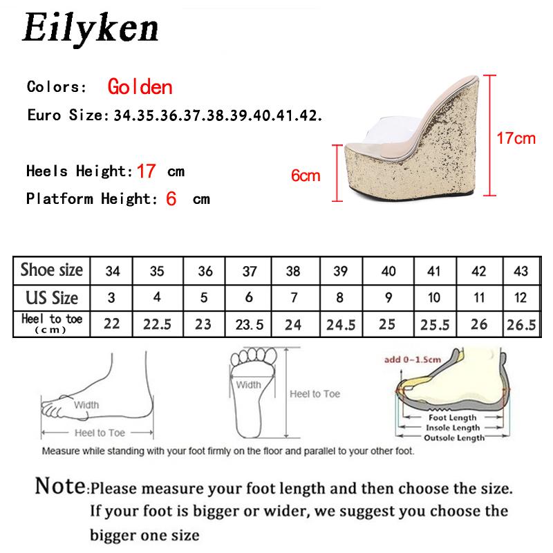 Eilyken PVC Transparent Platform Wedges Slippers Summer Peep Toe Shoes Woman Sexy Super High Mules Pumps Sandals