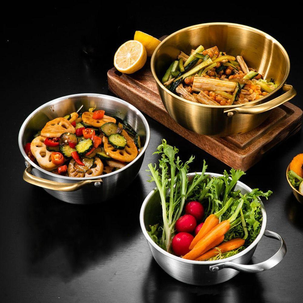 Thickened Noodles Bowl Stainless Steel Fruit Salad Bowls Multi-purpose Mixing Pot  Cooking