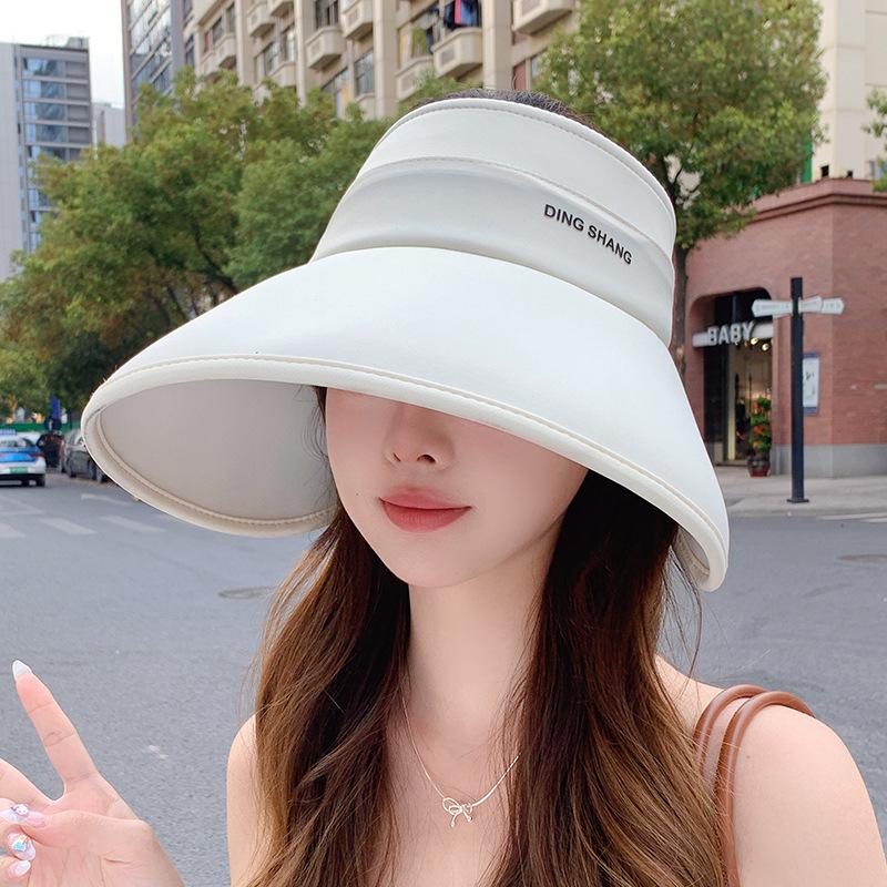 Wrap-around open-top sun hat for women, summer outdoor UV protection, large brim fisherman bucket hat, face-shielding sun hat