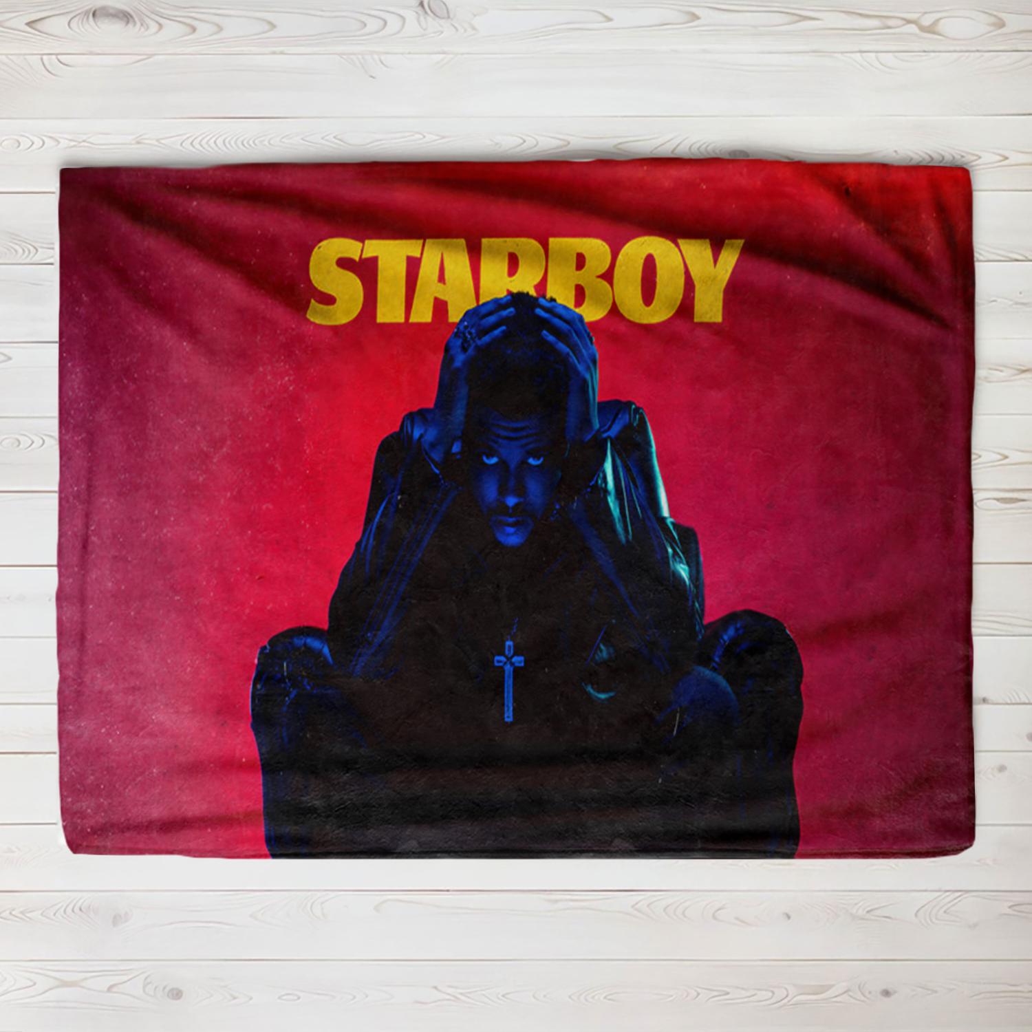 

The Weeknd Album art Starboy Hurry Up Tomorrow Blanket Flannel Blanket Throw Blankets for Bedding sofa Ultra-Soft Bedroom Quilt 75x90cm