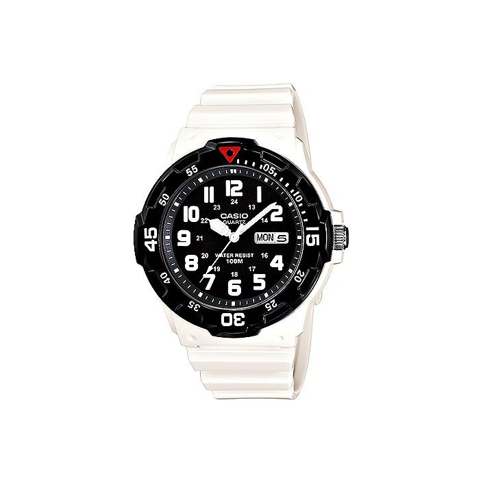 CASIO Analog MRW 200HC 7BV MRW-200HC-7B Black Dial and White Band