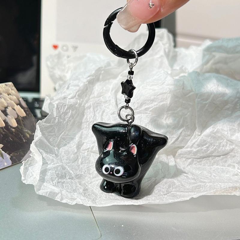 Black Cat Pendant Pendant Q Cute Big-Eyed Cat Star Keychain Cartoon Girlfriend Small Gift Bag Accessories