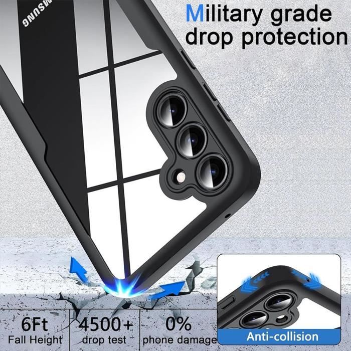 Coque Intégrale pour Samsung Galaxy S25 Plus (Galaxy S25+) Antichoc Tranparent Bordure Noir Rigide