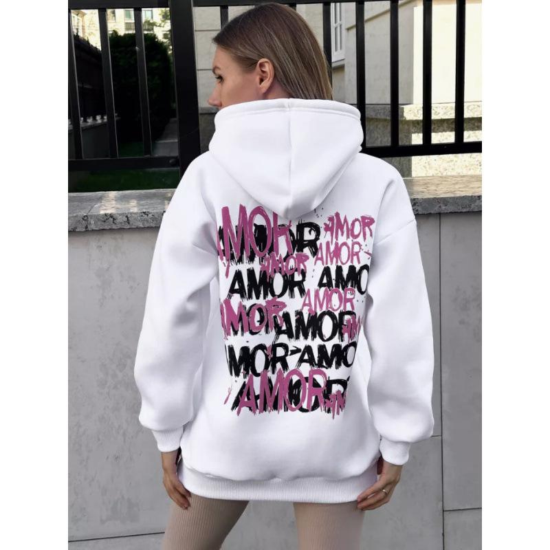 Gothic Couple Letter Print Women's Plus Size Hoodie 