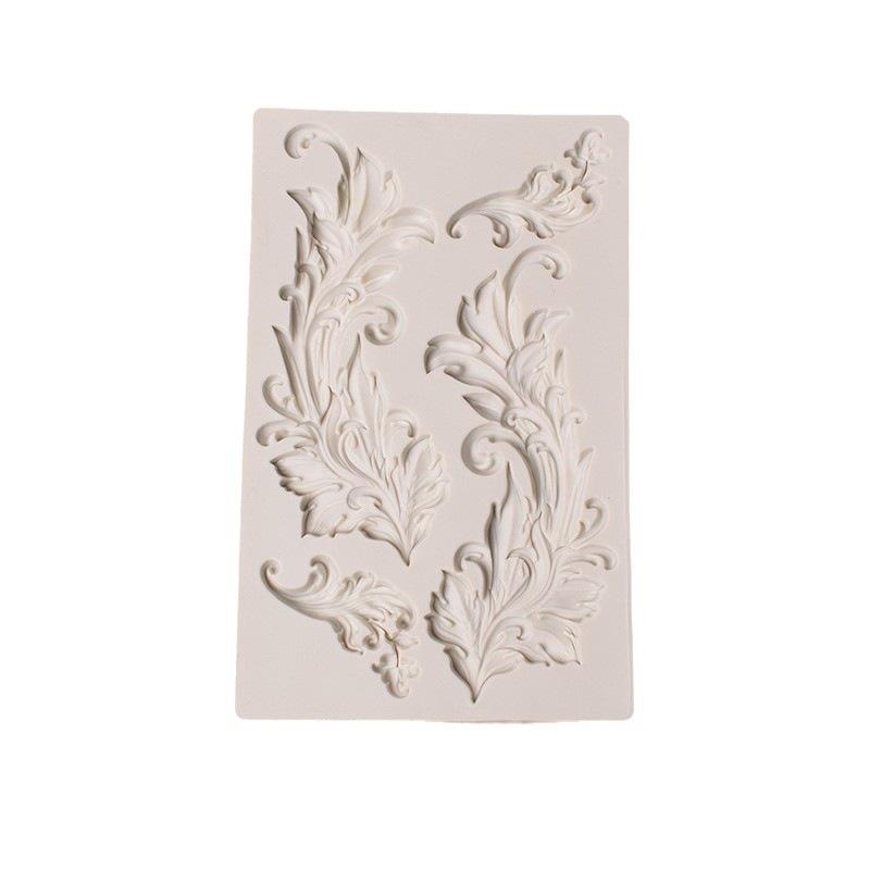 Large & Small 4-Hole Embossed Silicone Mold for Cake & Fondant - European Retro Platinum Mirror Frame Design