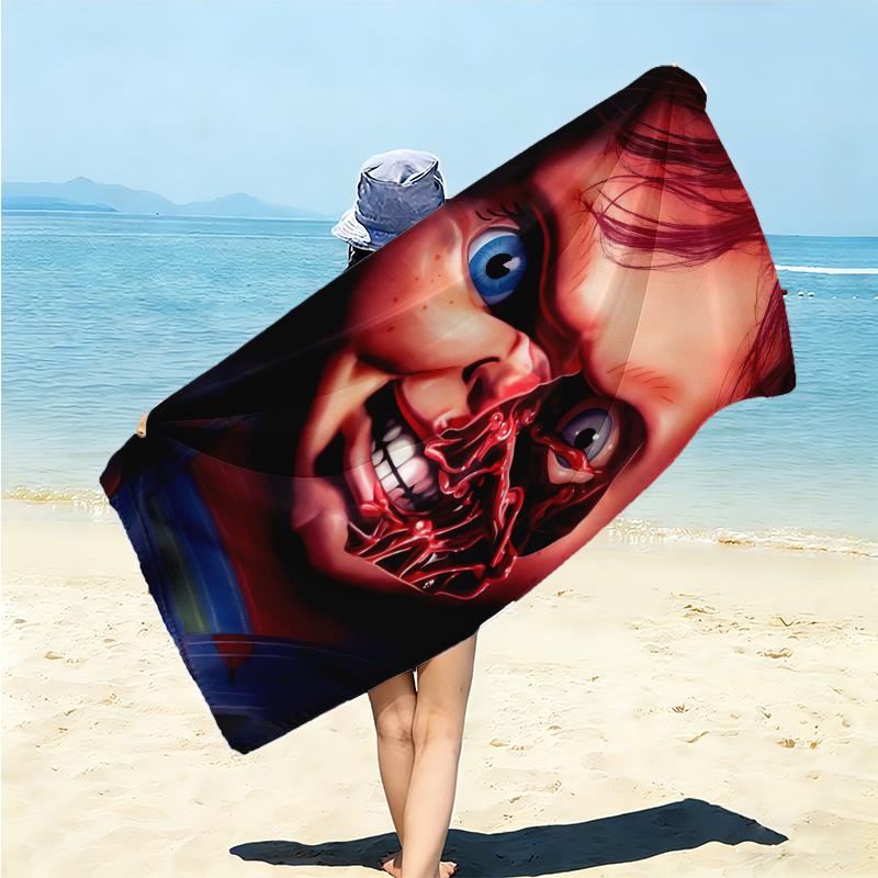 1Pc Horror Doll Device Beach Towel Microfiber Beach Towel Thin Absorbent For Beach Swimming Yoga Bath Sports 0917301