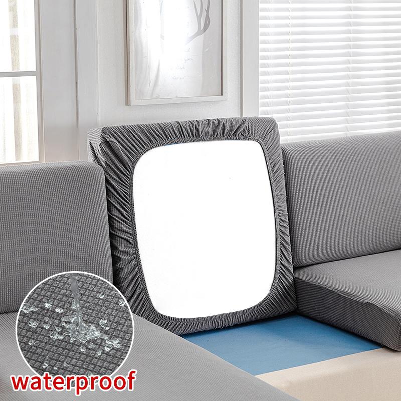 Waterproof Thicken Fabric Seat Cushion Cover Elastic Jacquard Sofa Cover For Living Room Corner L-Shape Furniture Sofa Slipcover