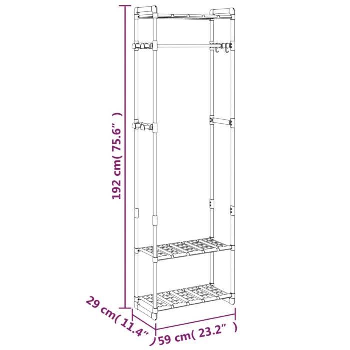 VidaXL Porte-vêtements à 3 niveaux Argenté 59x29x192 cm Aluminium 344385