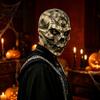 Distressed Linen Look Masque Horror Latex Skull Masque, Scary Halloween Hood with Adult Party Prop Stitched Texture, Creepy Costume Accessory
