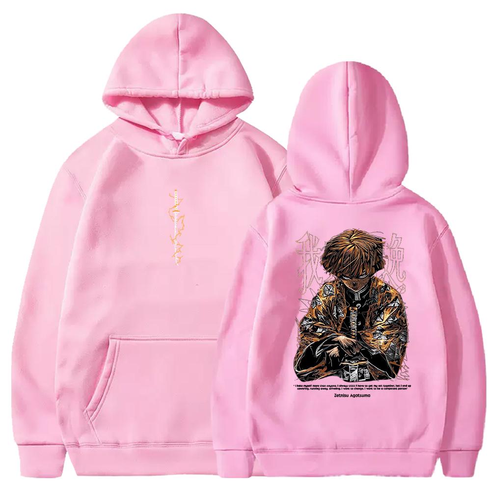 Manga Demon Slayer Zenitsu Graphic Hoodies for Men Women Clothing Fall Winter Fleece Loose Sweatshirts Casual Hooded Streetwear