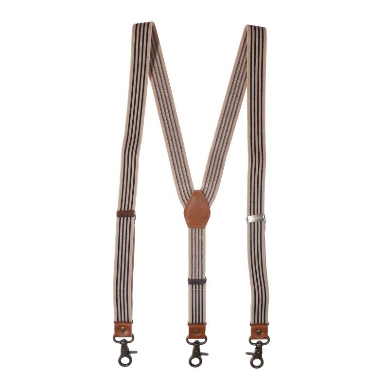 Vintage Suspenders for Men Work Heavy Duty Big Tall 3.5cm Wide X-Shape 4 Bronze Snap Hooks Adjustable Elastic Trouser Braces