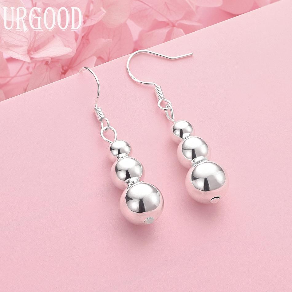 

925 Sterling Silver Fashion Round Earrings Wedding Jewelry 4.50*1.00cm