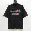 Lebanon Flag Map Beirut Cedar Tree Lebanese T Shirt Washed Short Sleeve TShirt Vintage for Men Women Streetwear Summer Tees