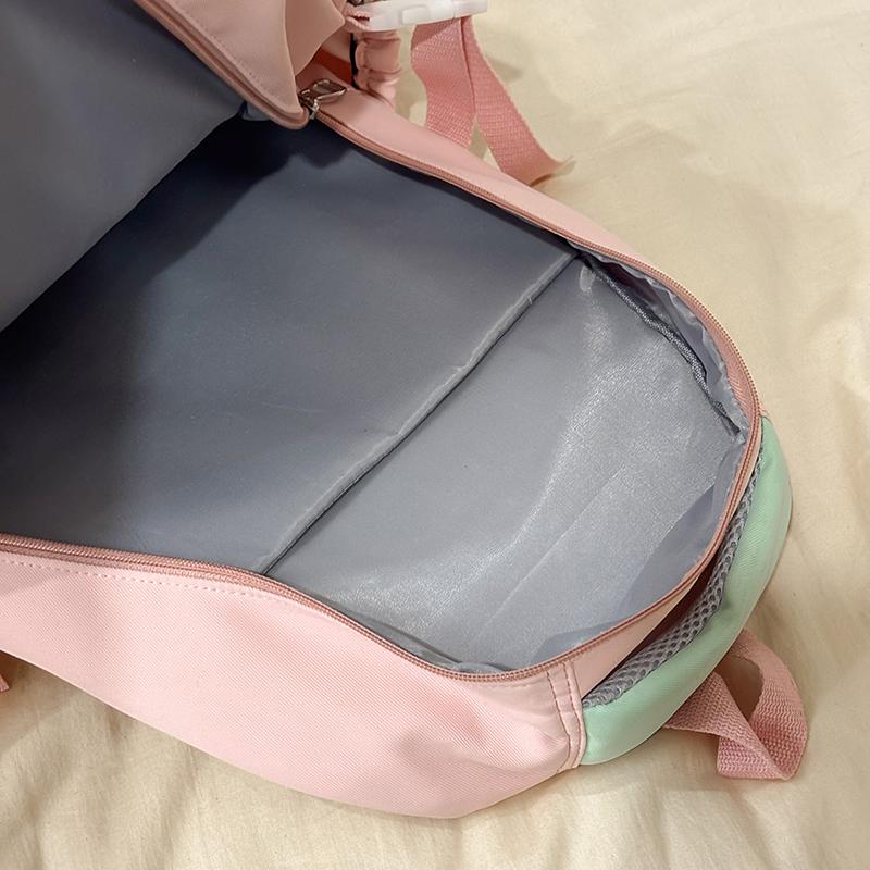 Studenten Farbblock Schultasche Mädchen Rucksack mit großer Kapazität mit Geldbörse