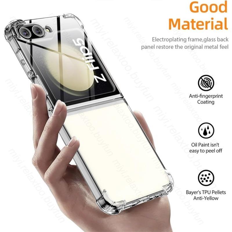 Capa Samsungs ZFlip 5 5G Acrílico Transparente TPU Capa Macia para Samsung Galaxy Z Flip5 5G Flip 4 5g 2023 Airbags Coque à Prova de Choque