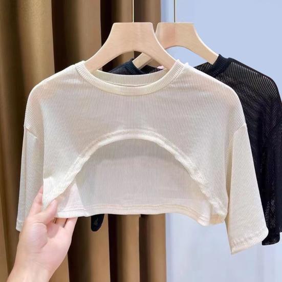Sunscreen Tops Women Short Sleeve Round Neck Tee Shirt Solid Color Thin