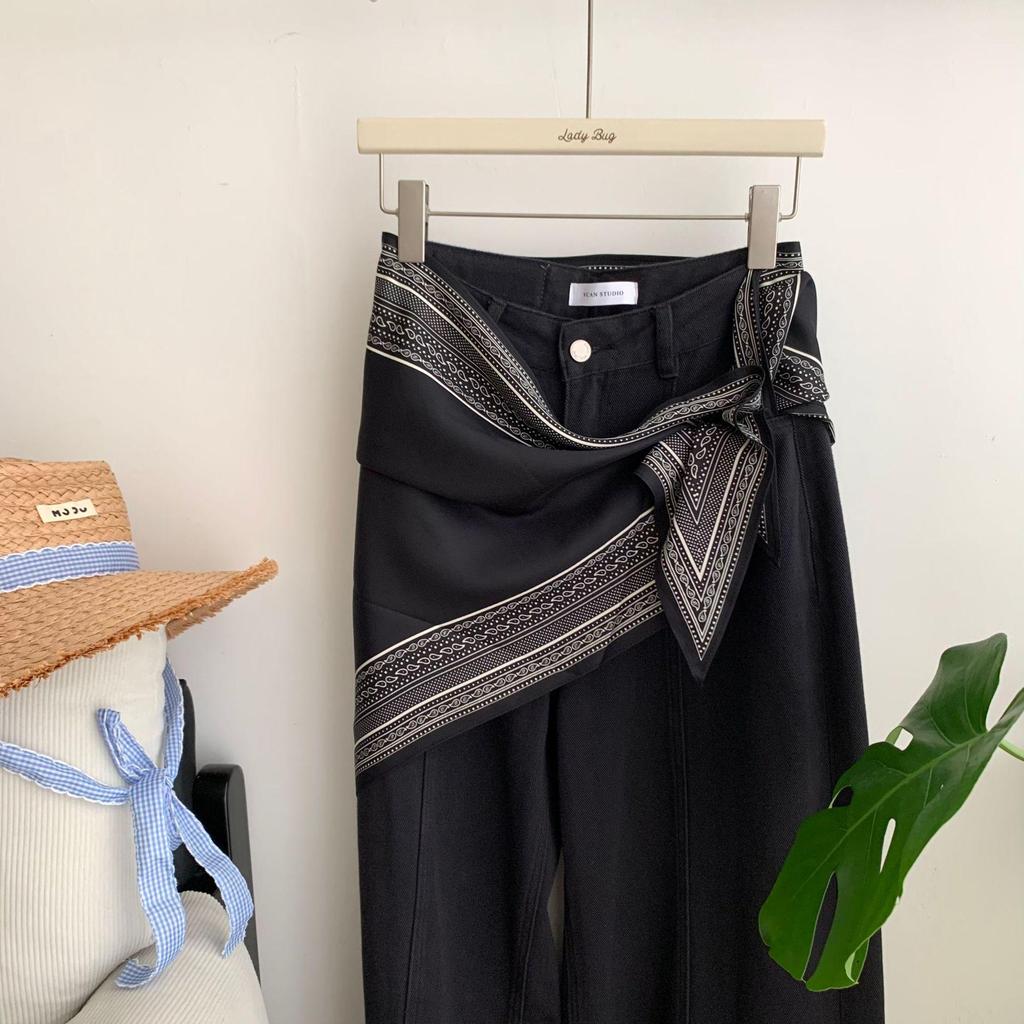 Korean Cashew Flower Triangular Scarf: Women's Layered Accessory Waist Belt Decoration