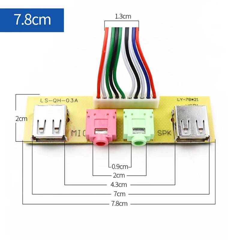 USB-Audioanschluss Mikrofon Kopfhörerkabel 2 USB-Computergehäuse 6,8/7,4/7,8CM Frontpanel USB-Audiobuchsen Anschlüsse Mikrofon Kopfhörerkabel