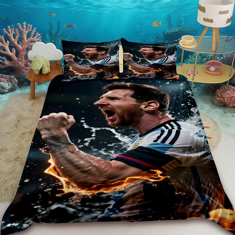 Duvet Cover Juego De Cama Lionel Messi, Juego Funda Nórdica Estrella De Fútbol, Juego Funda Edredón Doble Tamaño Para Decoración