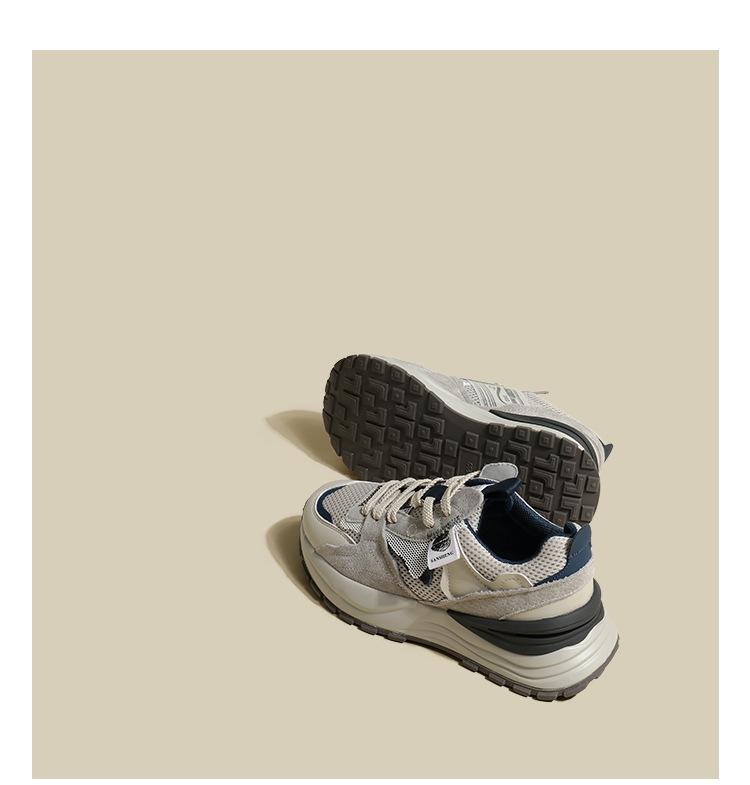 Qiao Feifei Women's Retro Versatile Mesh Dad Shoes - Stylish Spring & Autumn Thick-Soled Waffle Sneakers