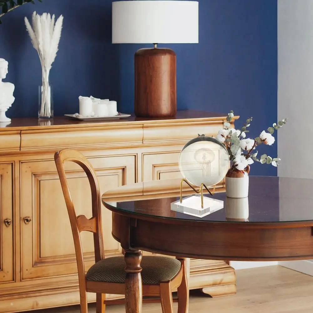 Transparent Mineral Agate Stones Crystal Ball Base Acrylic Display Stand Glass Sphere Holder Home Decoration