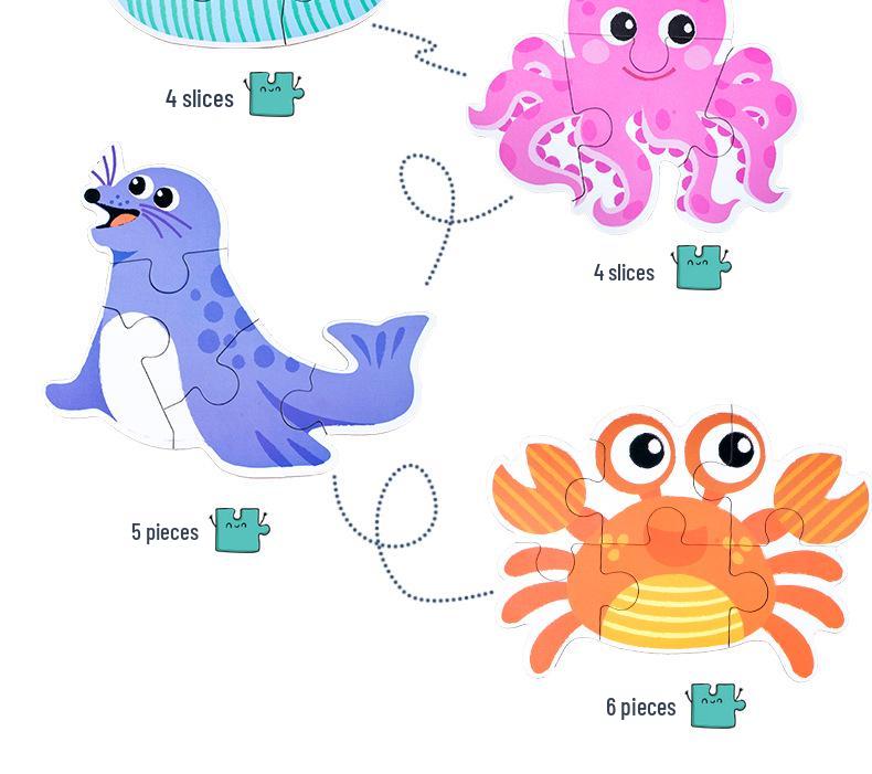 Children's Educational Wooden Cognitive Puzzle Toy - Six-in-One Tin Box