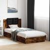 Bed Frame with Headboard and LED Lights Smoked Oak 90x200 cm