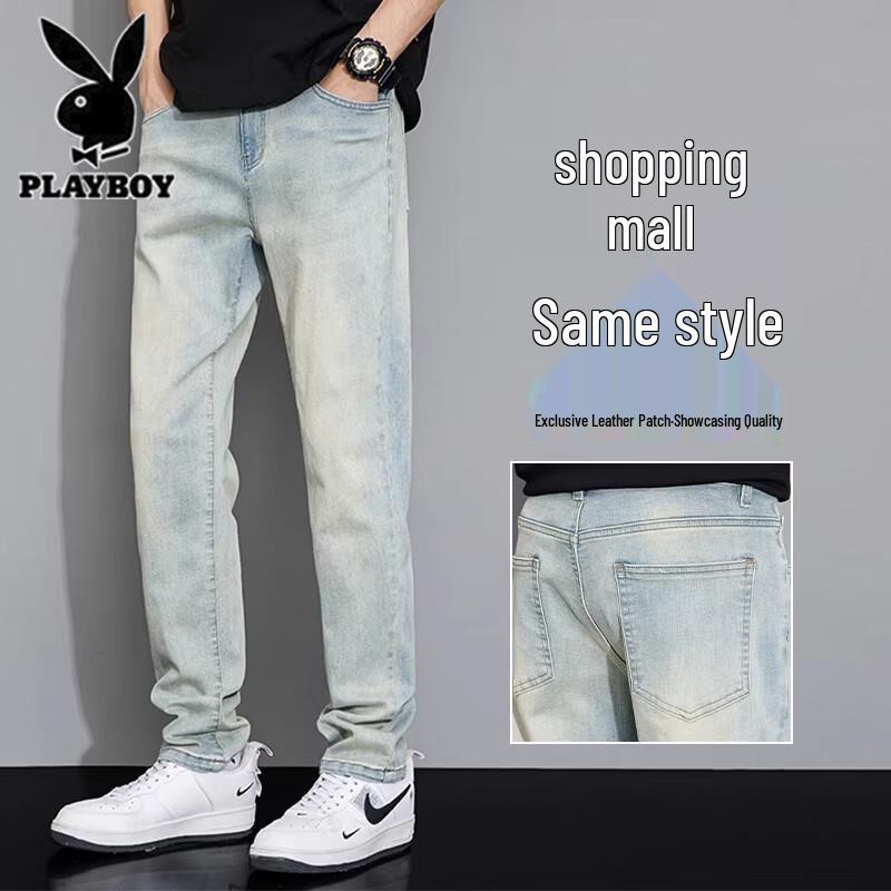 Playboy Men s Summer Loose Straight-Leg Jeans 3XL