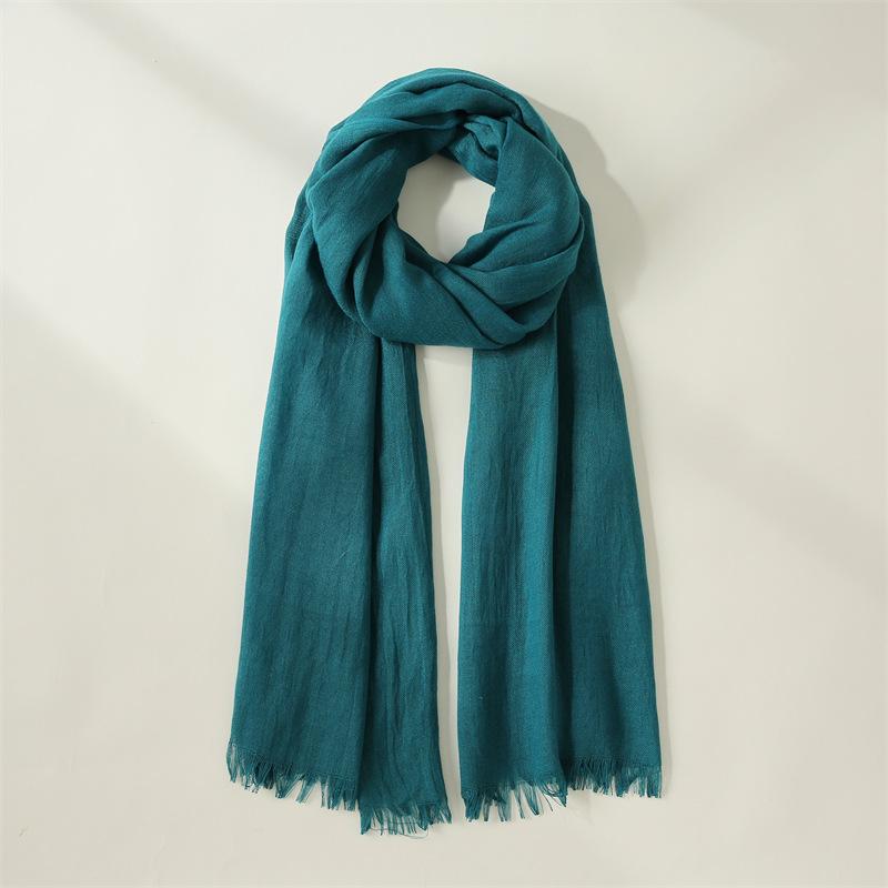 Sweet Solid Color Scarf Women's 2025 New Fashion Warm Medium and Long Decorative Wear Scarf Shawl