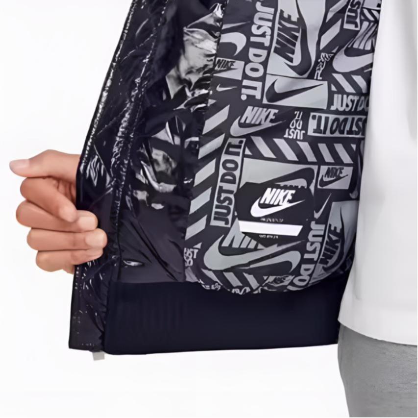 Nike Solid Color Hooded Ribbed Cuff Jacket Kids Jackets DB7074-010