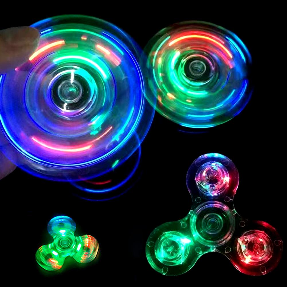 Crystal Luminous LED Light Fidget Spinner Hand Top Spinners Glow In Dark EDC Stress Relief Toys Kids Adult Anti Stress Fidget Toys