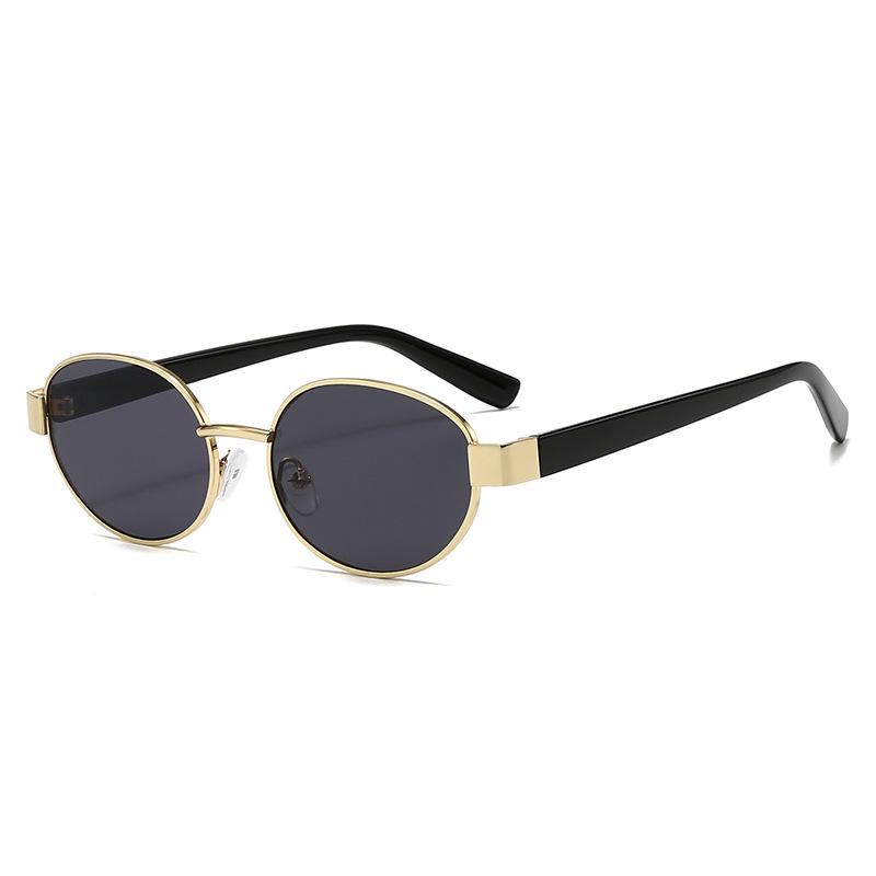 Fashion High-End Retro Oval Metal Frame Sunglasses - Unisex Sun Protection