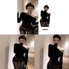 Black Off Shoulder T Shirt With Embroidered Design For Sexy Girl Style