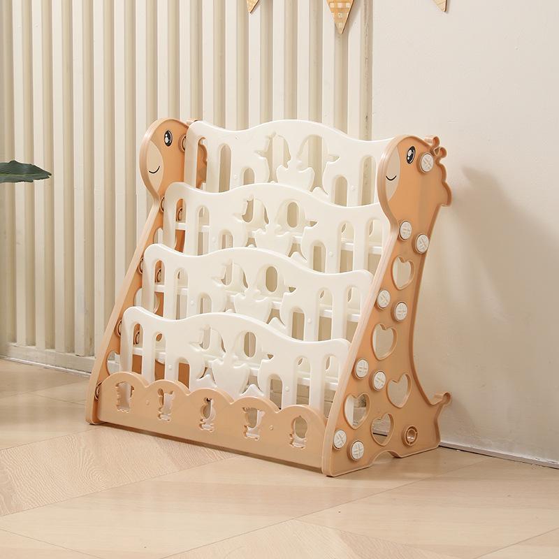 Kids' Floor-Standing Bookshelf & Toy Storage Rack - Plastic Cartoon Design