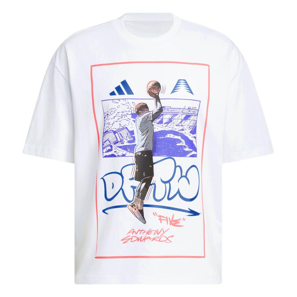 Adidas × Anthony Edwards DFTW Anime Edwards Series Street Style Print Loose Basketball Sport Crew Neck Short Sleeve T-Shirt Men Tops KW3189
