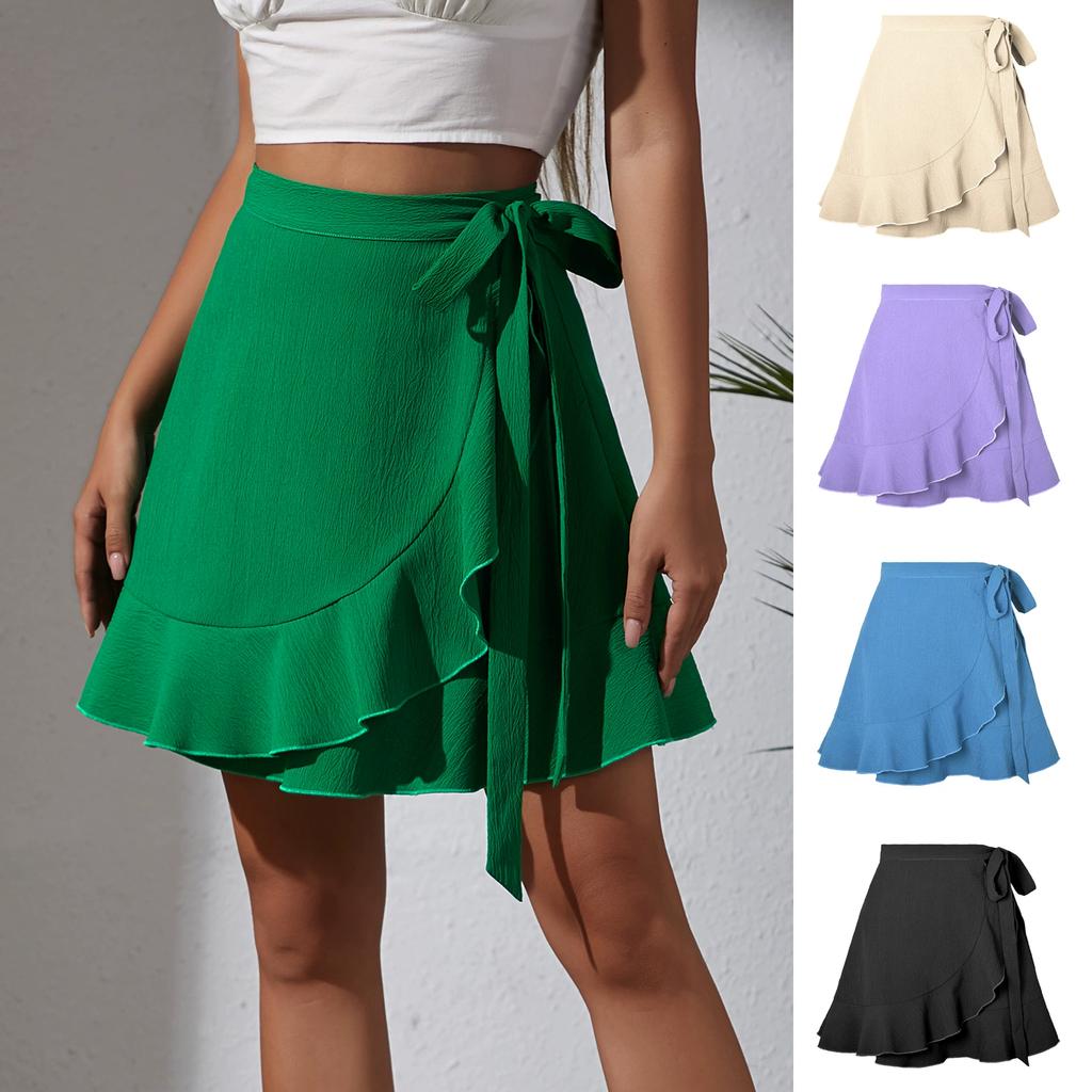 Woman Skirts Harajuku Pure Color with Zipper Skirts Bubble Cloth Falbala Skirts Womens