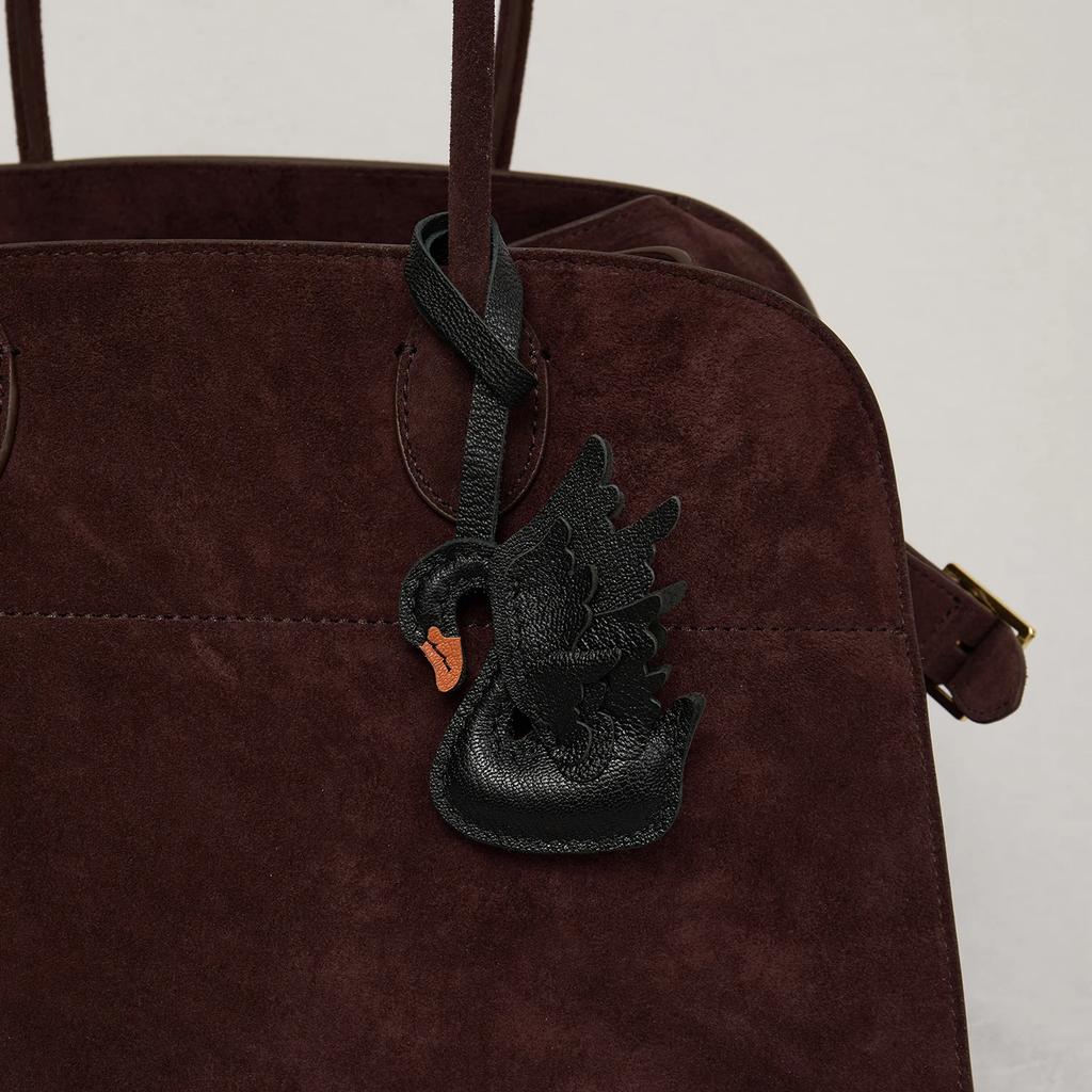 Handmade Real Leather Black And White Swan Couple Keychain Gift Cute Decoration Suitable For Bag Exquisite Charm Bag Accessories